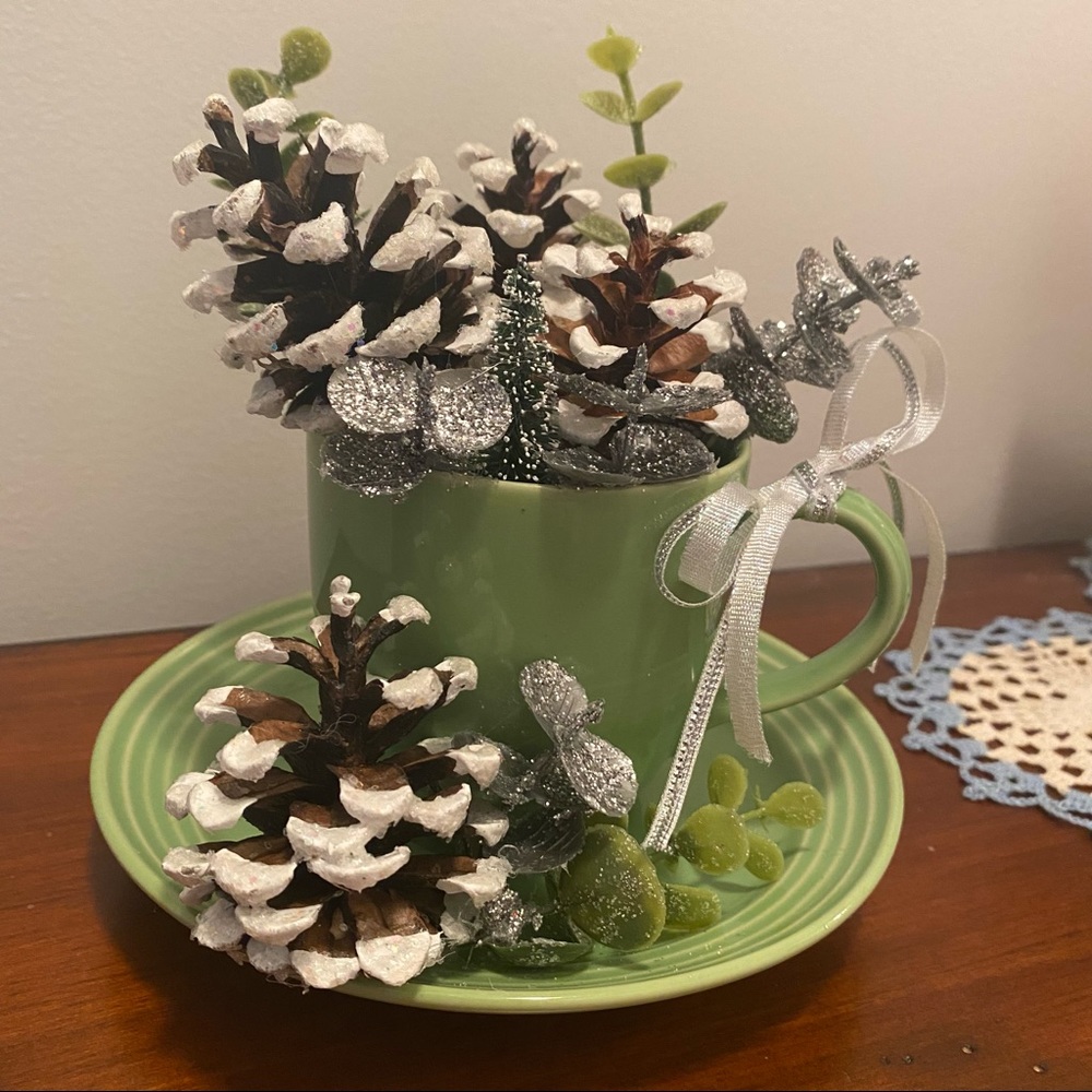 Handmade Holiday Teacup Decoration OOAK